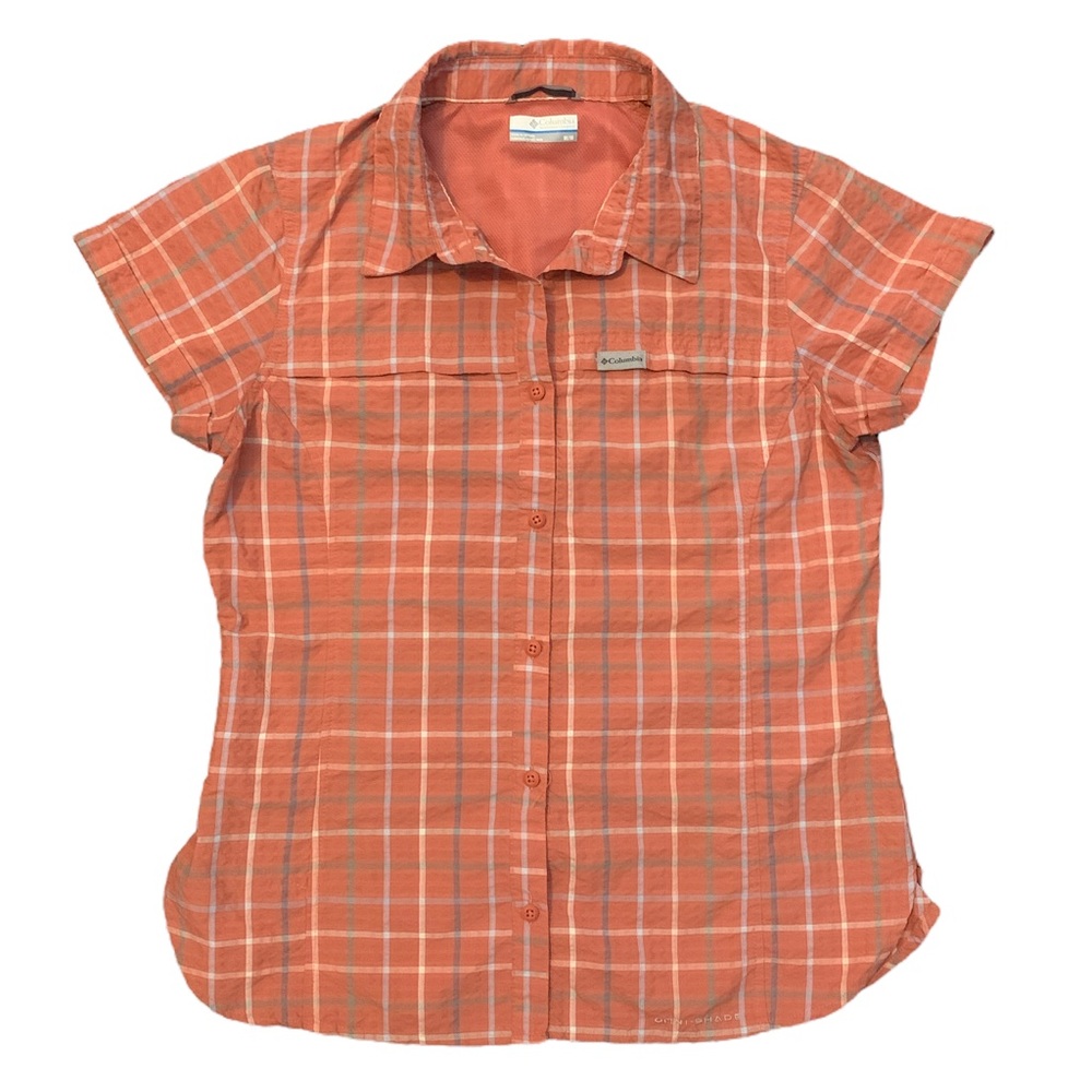Columbia Orange Stripe Short Sleeve Button Down Women’s Size Medium